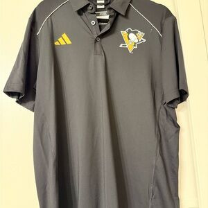 Adidas Black Polo with Pittsburgh Penguins logo medium